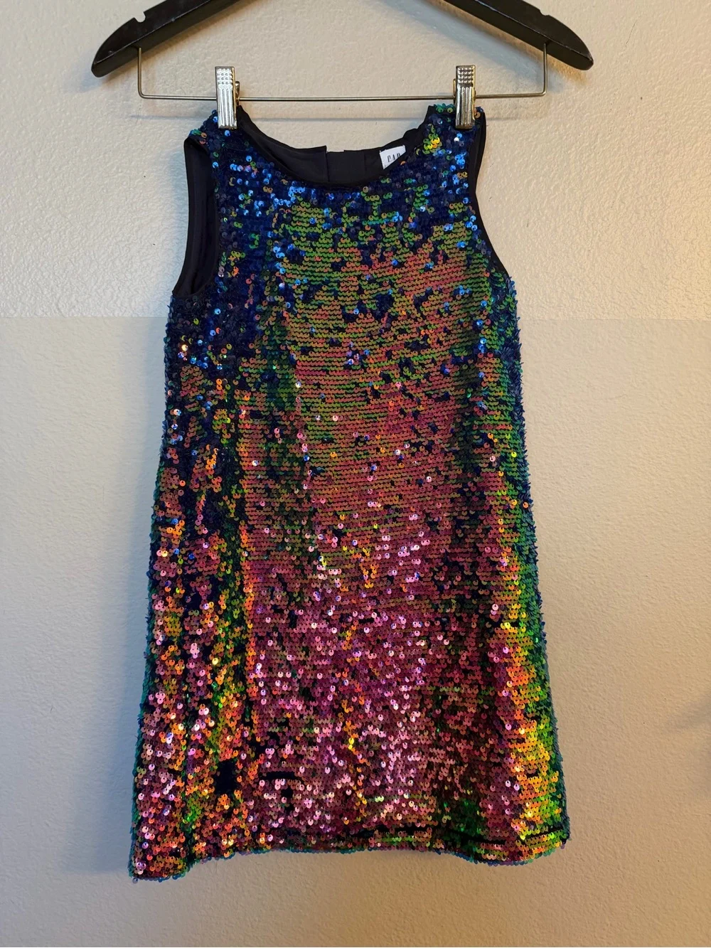 Gap Kids Girls Sequin Swing Dress Back Zip Sleeveless Size small Multicolor